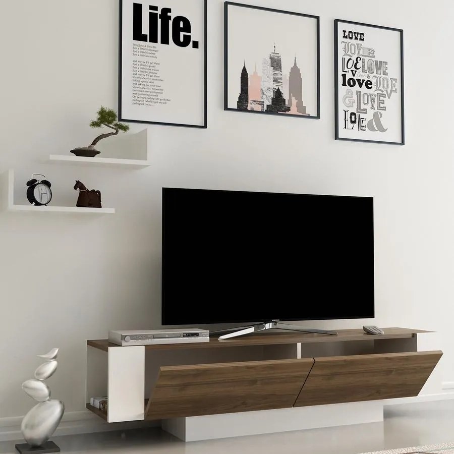 TV szekrény Matera - Walnut, White