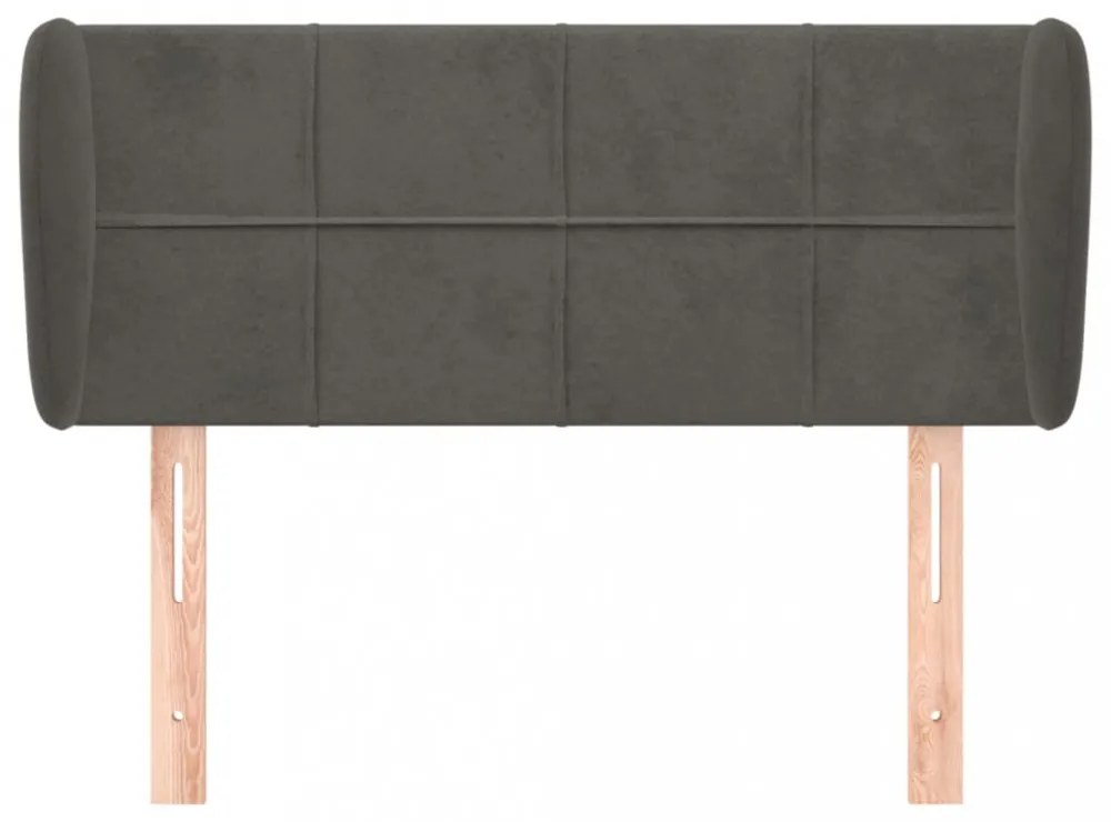 sötétszürke bársony fejtámla szárnyakkal 93x23x78/88 cm