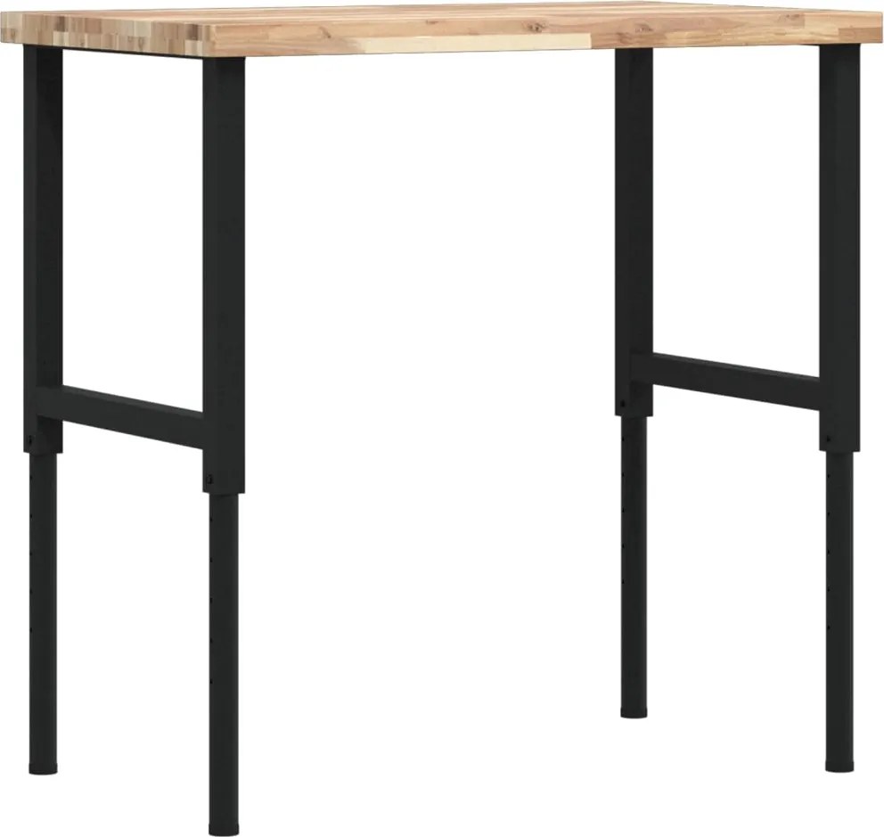 vidaXL tömör bükkfa négyszög alakú munkapad 100 x 60 x (73-99,5) cm