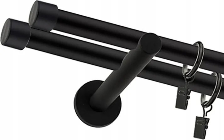 Függönykarnis Modern Fekete Dupla 25+19mm 140cm