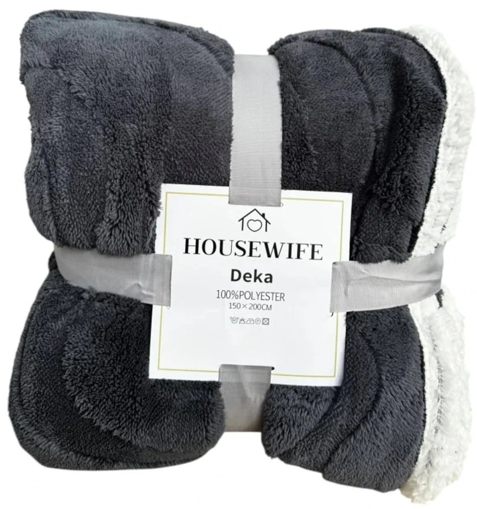 Luxus mikroplüss sherpa pléd NESTIVE sötétszürke Méret: 200 x 230 cm
