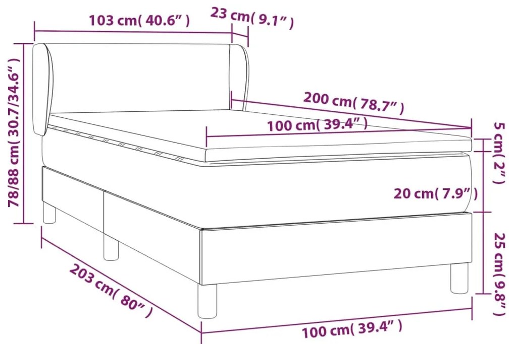sötétzöld bársony rugós ágy matraccal 100 x 200 cm