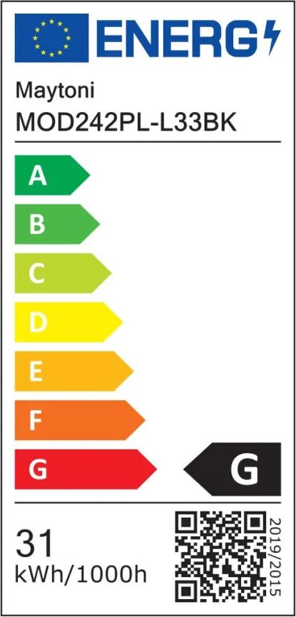 MAYTONI MOD242PL-L33BK CURVE Modern Led Függesztett Lámpa Fehér, Fekete LED IP20