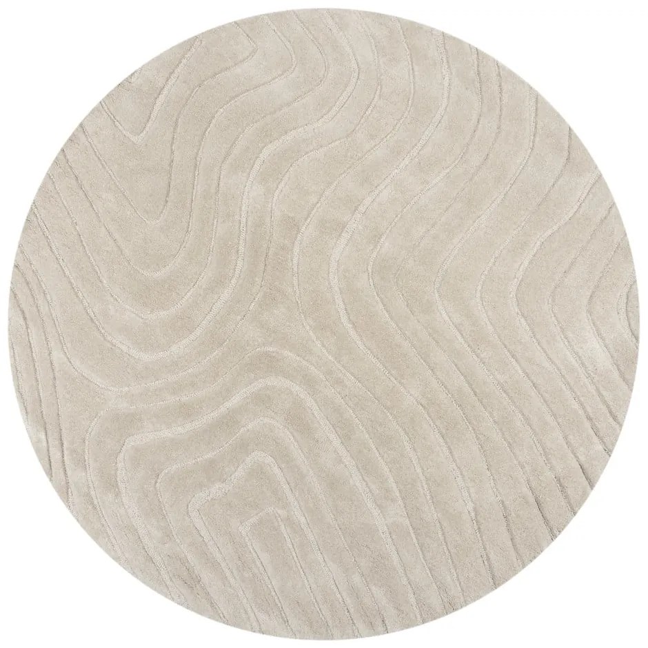 Krémszínű kézi szövésű gyapjú kerek szőnyeg ø 160 cm Mesmerise Natural – Flair Rugs