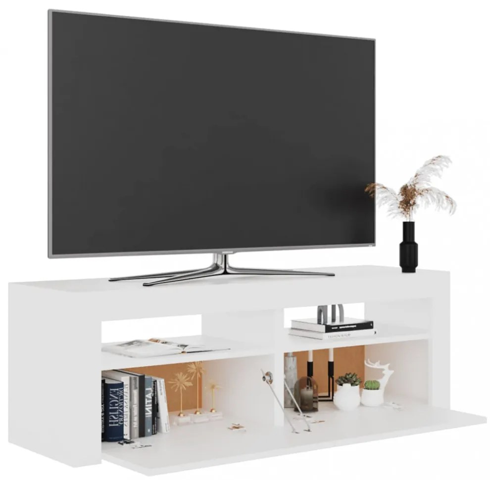 fehér TV-szekrény LED-lámpákkal 120 x 35 x 40 cm