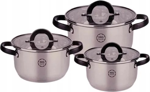 Mg Home Rozsdamentes acél edénykészlet Black 6 részes