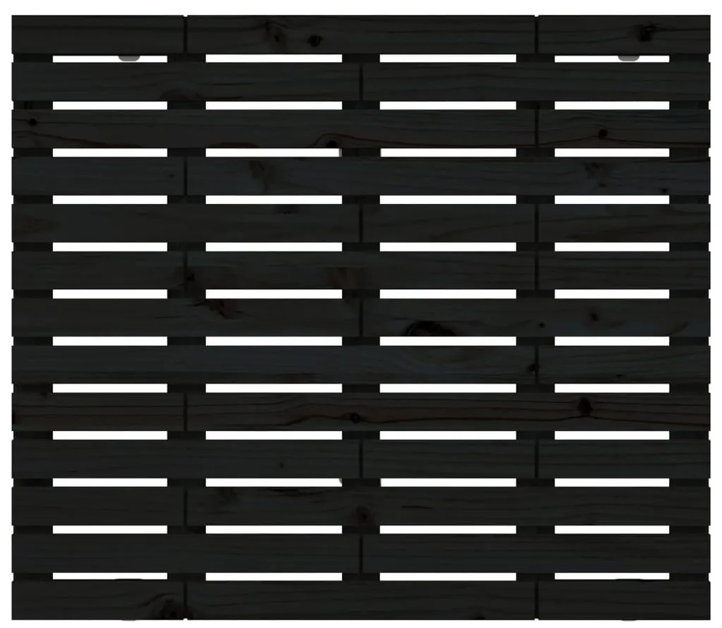 fekete tömör fenyőfa fali fejtámla 106 x 3 x 91,5 cm