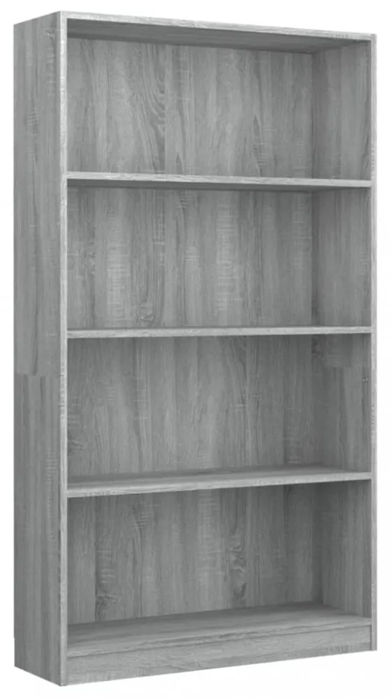 4 szintes szürke sonoma szerelt fa könyvszekrény 80x24x142 cm