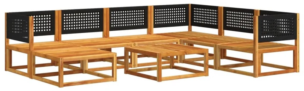 8 darabos akácfa és rattan kerti kanapégarnitúra párnákkal