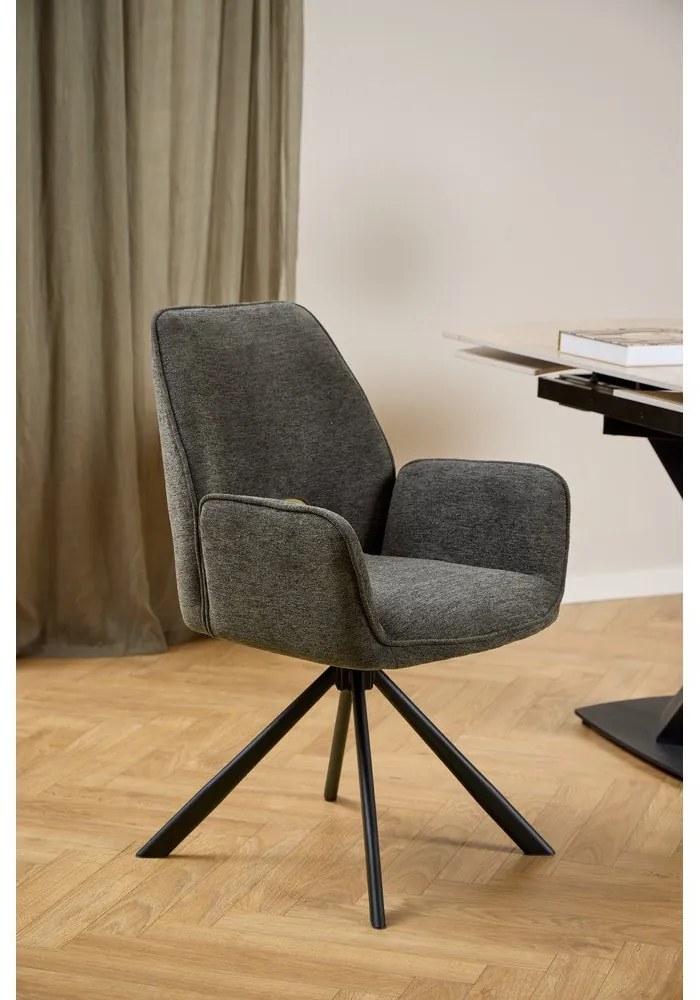 Sötétszürke karfás étkezőfotel Graham – Actona