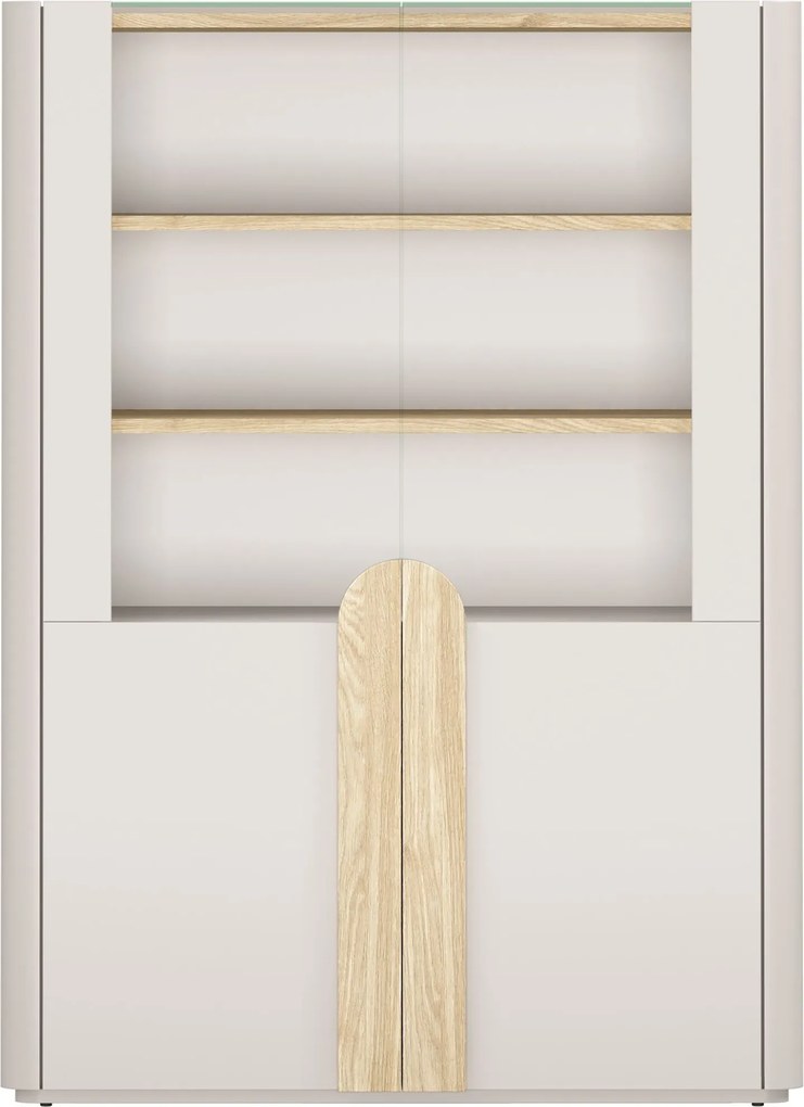 Amilio kétszárnyú vitrin 100 cm - kasmír / olajozott tölgy / világos tölgy fogantyúk