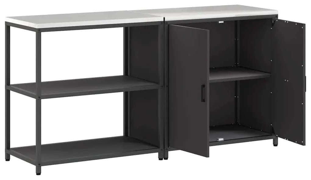 Konyhai Tároló Készlet polcokkal 2 pcs Fekete 180 x 50 x 92 cm