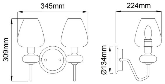 Elstead - Fali lámpa ARMAND 2xE14/40W/230V fekete/sárgaréz