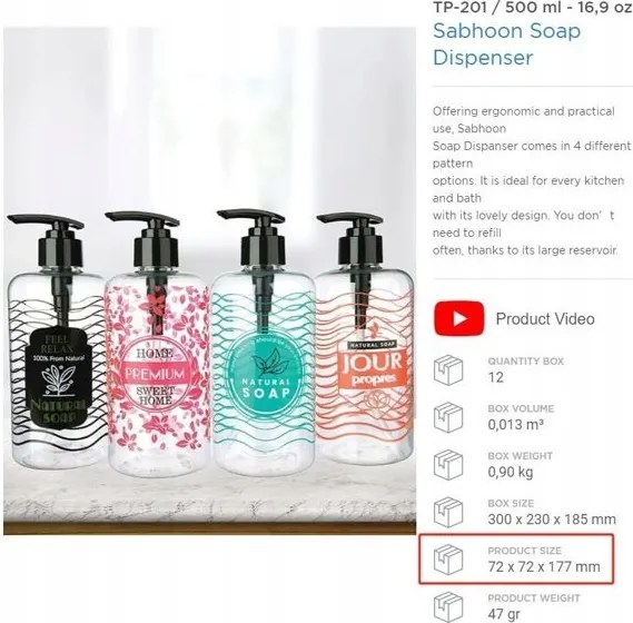 Fekete szappanadagoló 500 ml pumpával