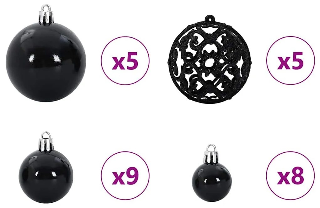 Felforgatott Mesterséges Elővilágított Karácsonyfagömb Készlet