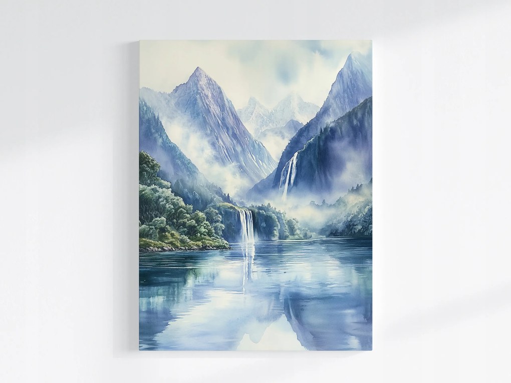 Vászonkép Canvas Tájkép Norvégia Fjord Hegyek Vízesés Tó 60x80