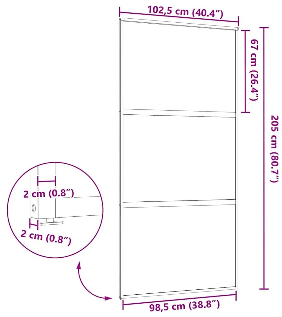 Csúszó ajtó Fekete 102.5 x 205 cm Edzett üveg és Alumínium