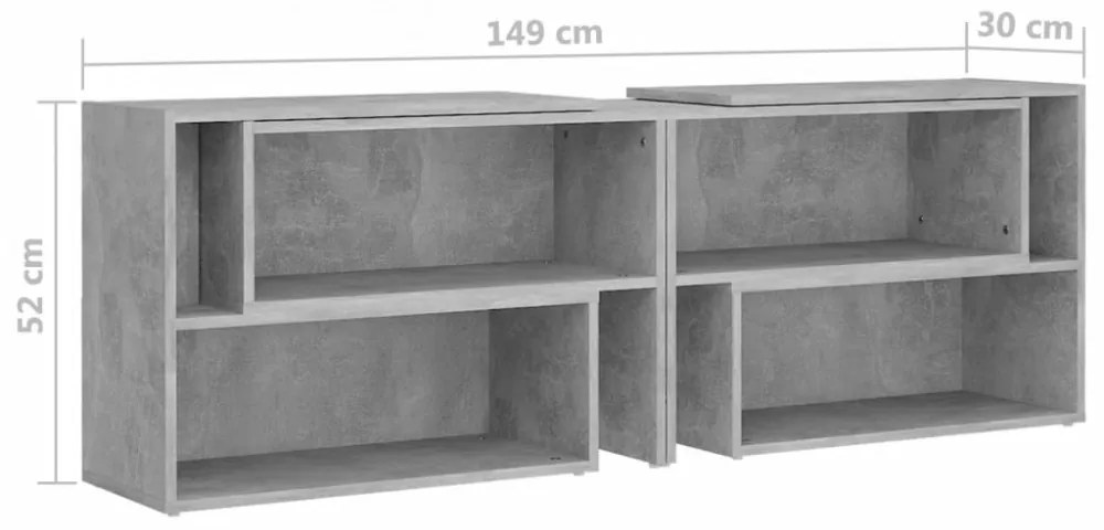 betonszürke szerelt fa TV-szekrény 149 x 30 x 52 cm