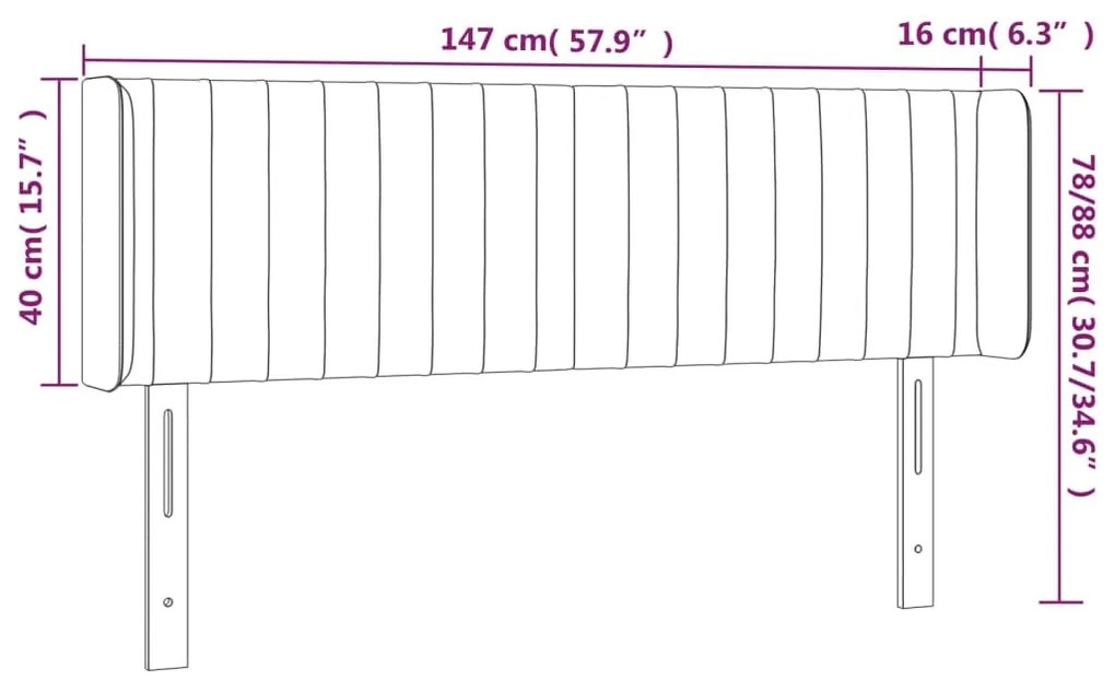sötétzöld bársony LED-es fejtámla 147 x 16 x 78/88 cm