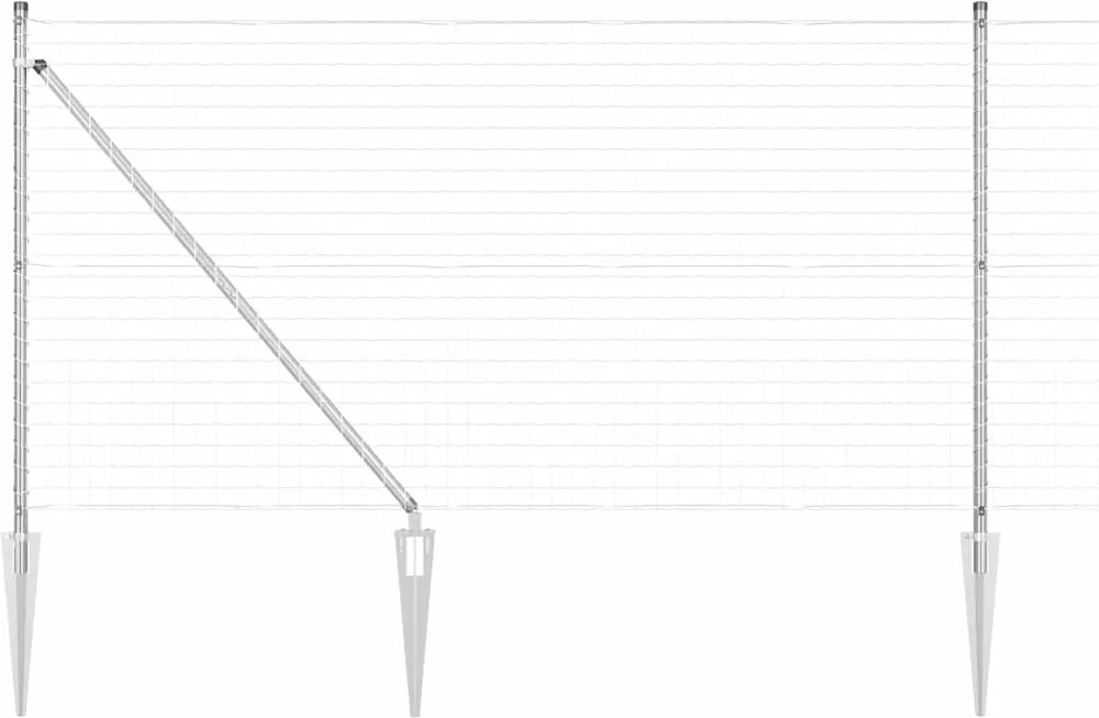 vidaXL Kerítés oszlopokkal Ezüst 1 x 10 m Acél