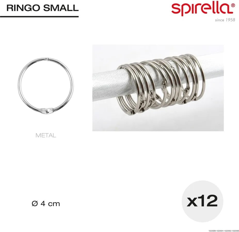 Matt ezüstszínű zuhanyfüggöny karika szett 12 db-os Ringo Small – Spirella