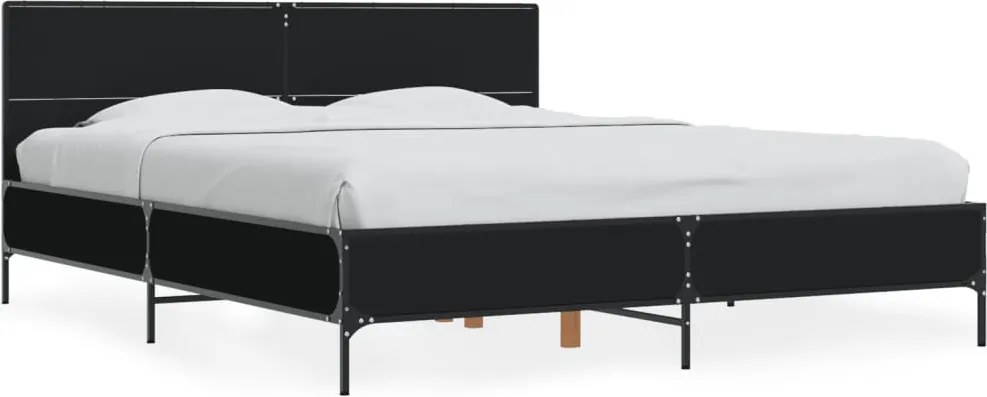 vidaXL fekete szerelt fa és fém ágykeret 160 x 200 cm