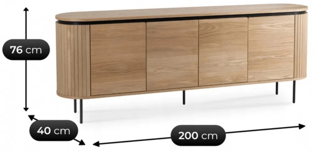 Komód 200 cm tölgy színben – BECK