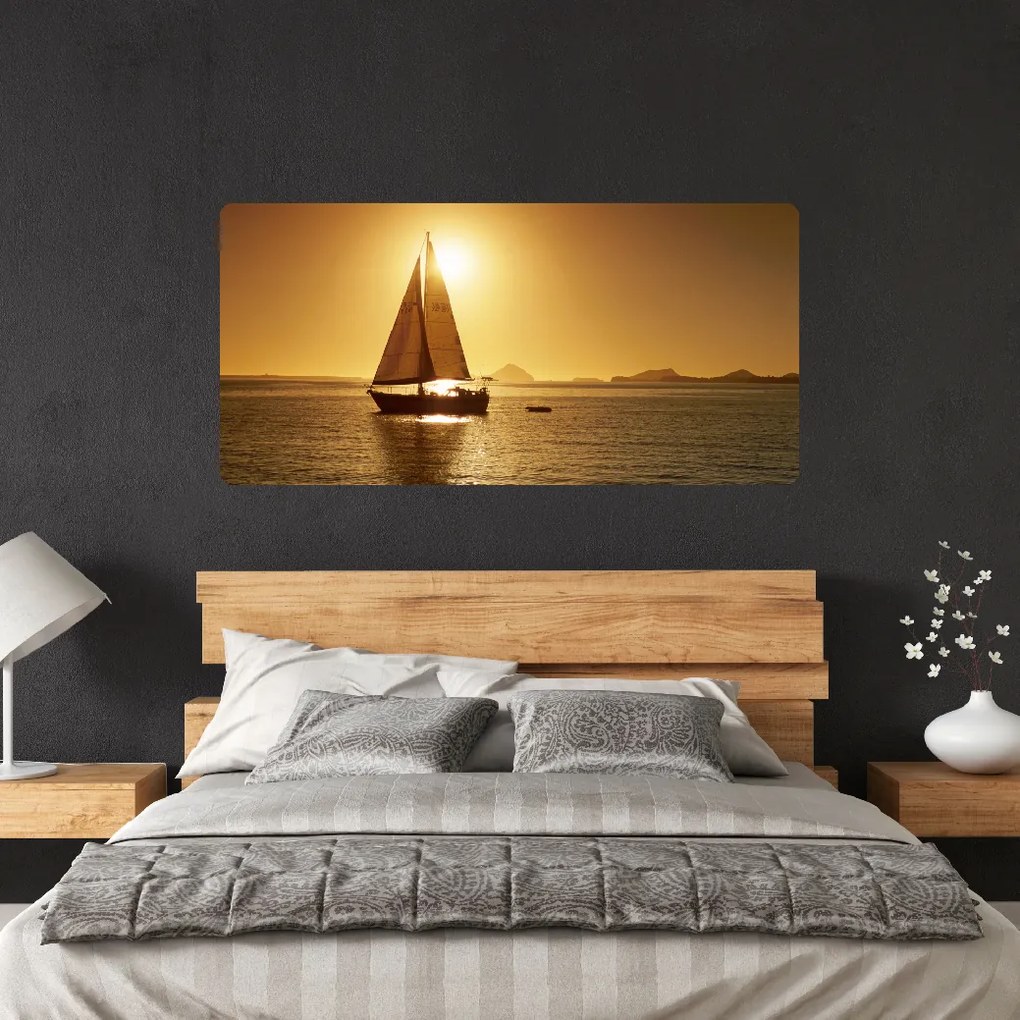 PIPPER. Öntapadós textiltapéta "Vitorlás naplementében"