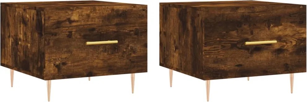 vidaXL 2 db füstös tölgy szerelt fa dohányzóasztal 50 x 50 x 40 cm