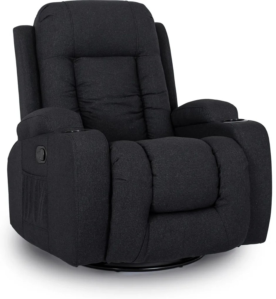 Elektromosan Vezérelhető Masszázsfunkciós Relaxfotel Fekete Szövet Kárpittal. BOX 2