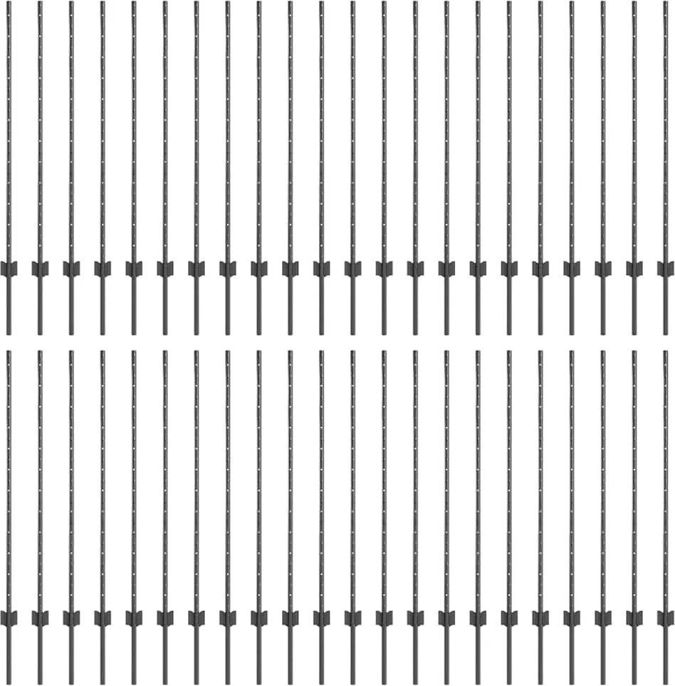 vidaXL Kerítésoszlop 44 pcs Szürke 160 cm Acél