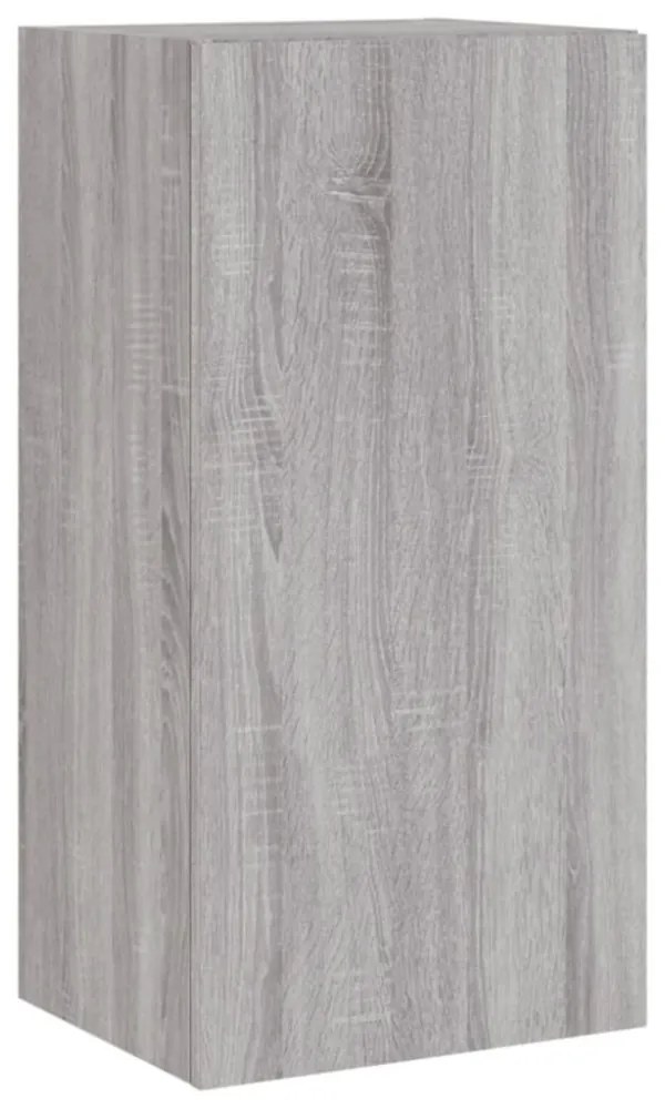 szürke sonoma színű fali TV-szekrény LED-ekkel 40,5x35x80 cm
