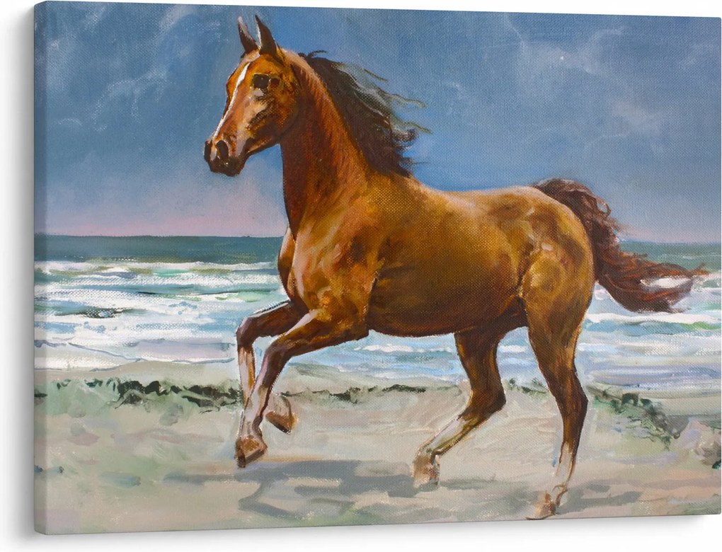 Egy ló képe a tengerparton (70x50 cm)
