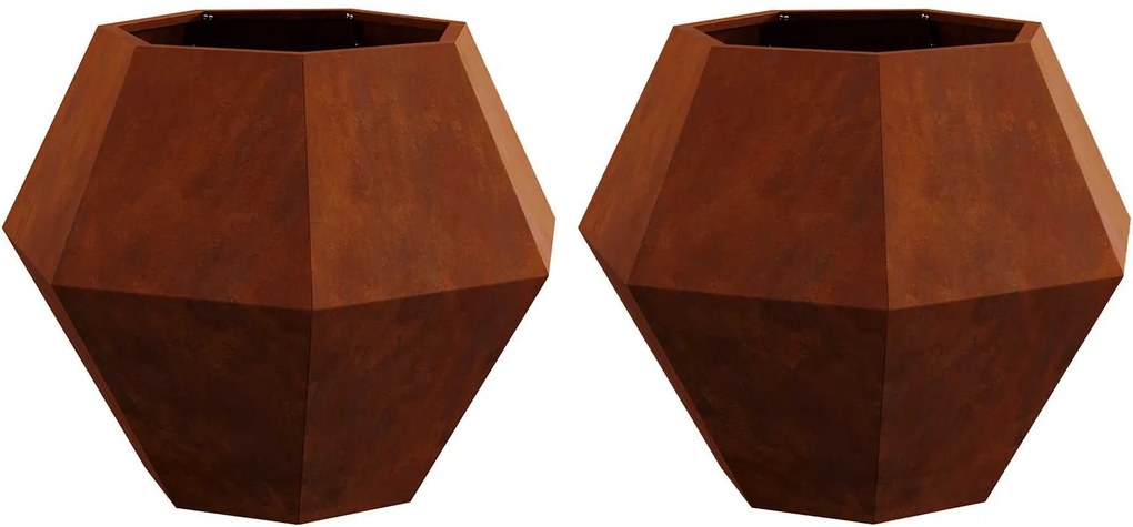 vidaXL Növénytartó 2 pcs Rozsdás 75 x 75 x 60 cm Időjárásálló acél