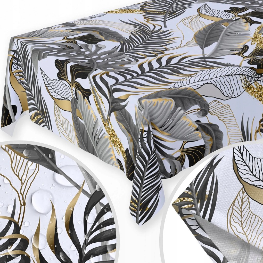 Abrosz Foltálló 140X220 CM Asztalra Sima Matt Vastag Szürke Levelek 046