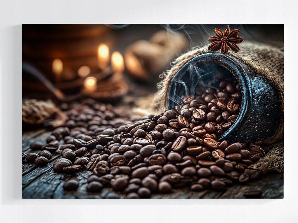 Poszter Kávébab Arabica Robusta Kávézó Tűz 60x40