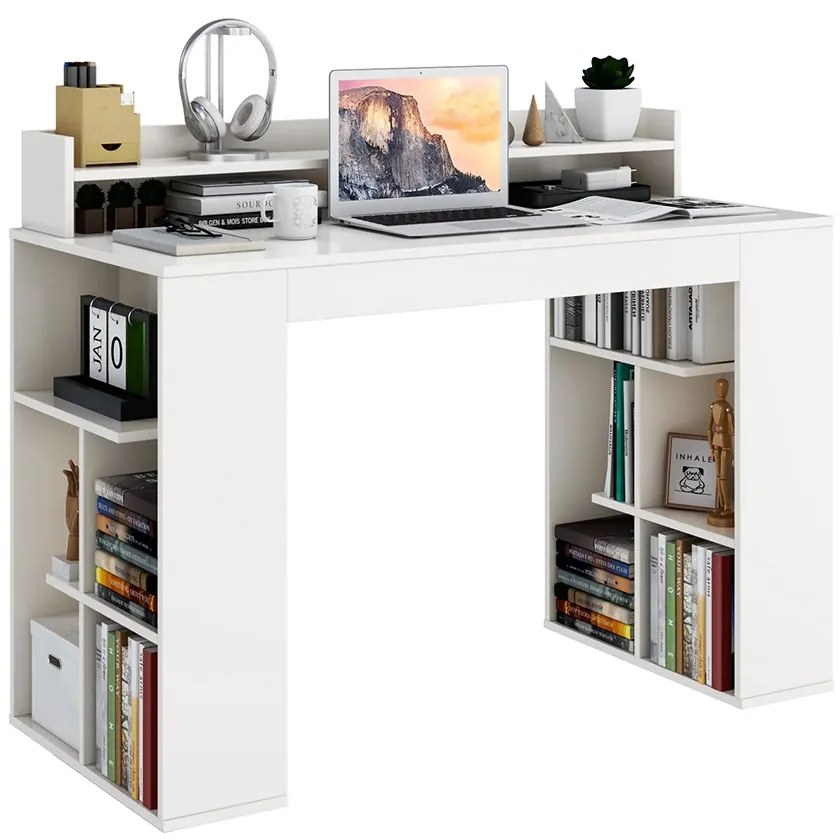 Íróasztal könyvespolccal és monitorpolccal