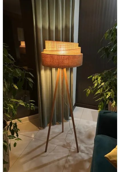 Duolla - Állólámpa YUTE TRIO 1xE27/15W/230V átm. 45 cm barna/szürke/bézs