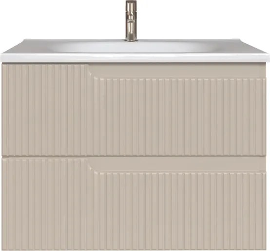 Piramida EURIDIKA fali fürdőszobabútor - műmárvány mosdóval -2 fiókos - PINO BÉZS - 75 x 48 x 53 cm