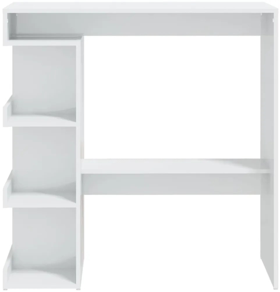 Magasfényű fehér bárasztal tárolópolccal 100 x 50 x 101,5 cm