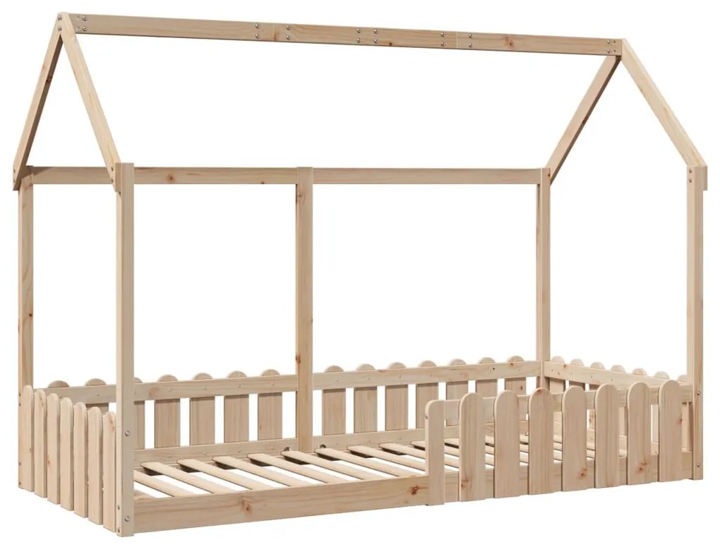 tömör fenyőfa házikó gyerekágykeret 90 x 200 cm