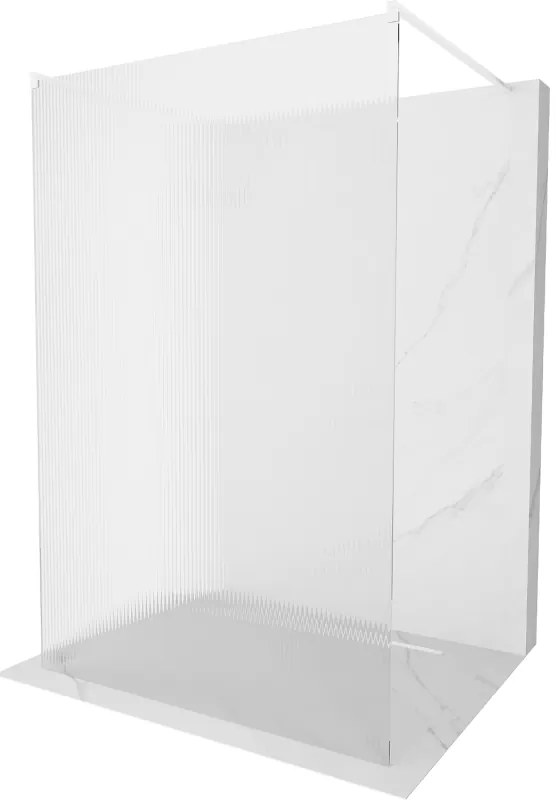 Mexen Kioto, Walk-In zuhany paraván 140 x 200 cm, 8 mm-es üveg bordás mintával, fehér profil, 800-140-002-20-09