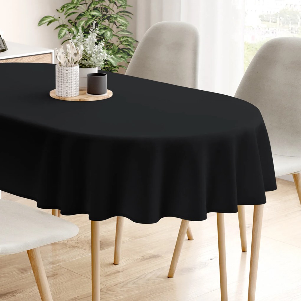 Goldea ovális pamut terítő - fekete 120 x 180 cm