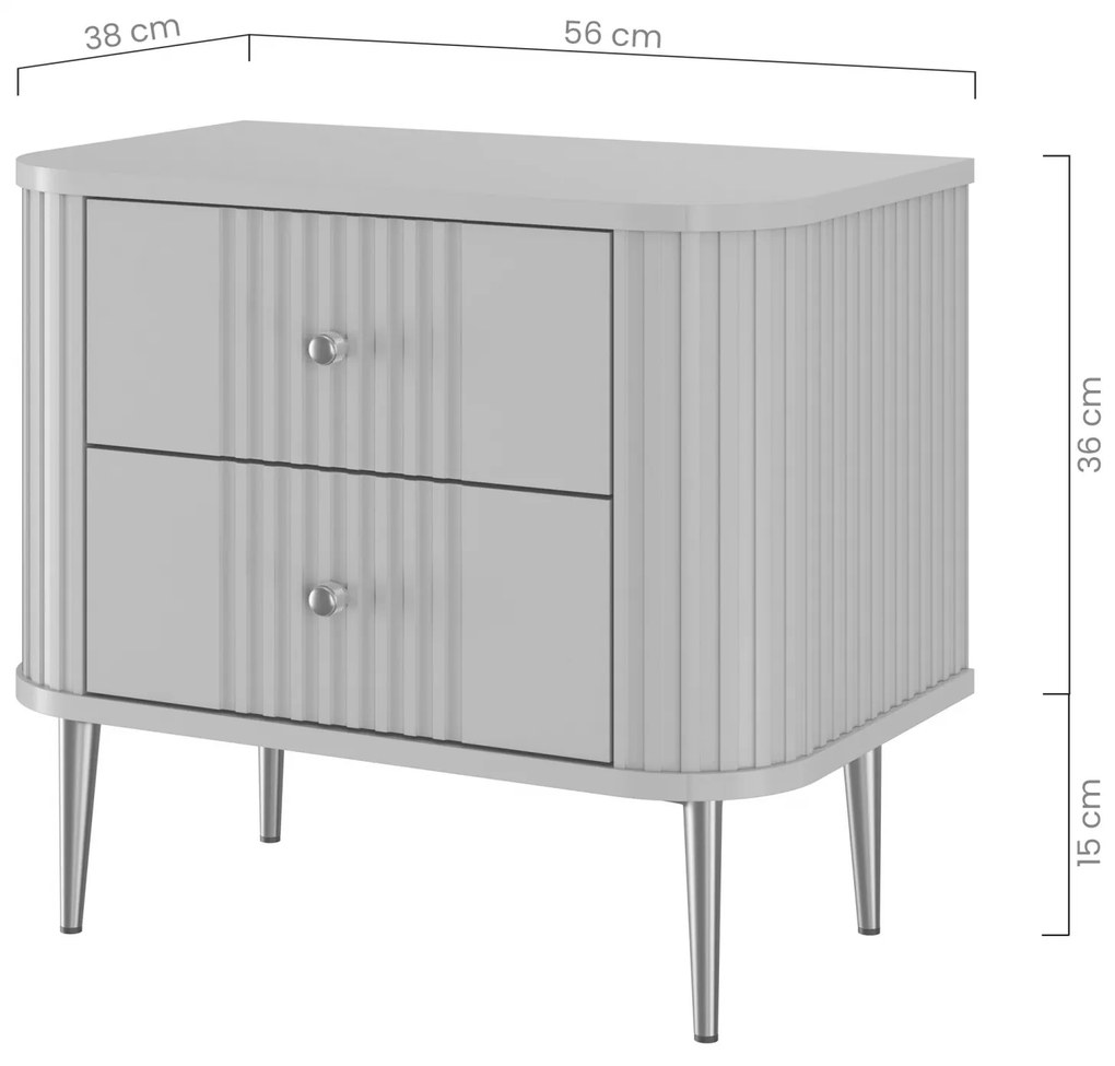 Vesper éjjeliszekrény szett 56 cm - kasmír / dió / arany lábak