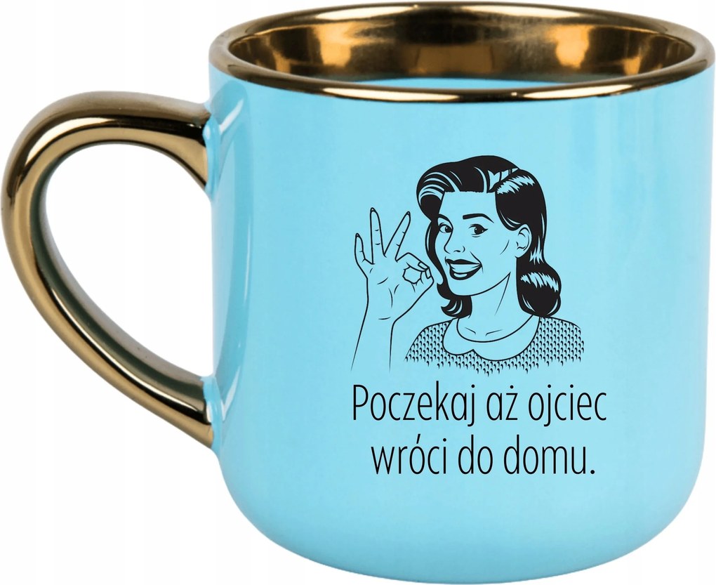 Bögre Kék 400ml Ajándék Vicces Anyák Napja Várd Meg, Amíg Az Apa Visszatér