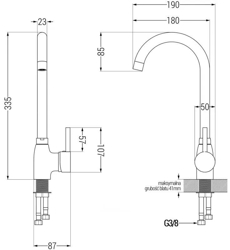 Mexen Milo, 1 kamrás gránit mosogató 435x410x171 mm és fekete Telma, bézs, 6505-69-670200-70