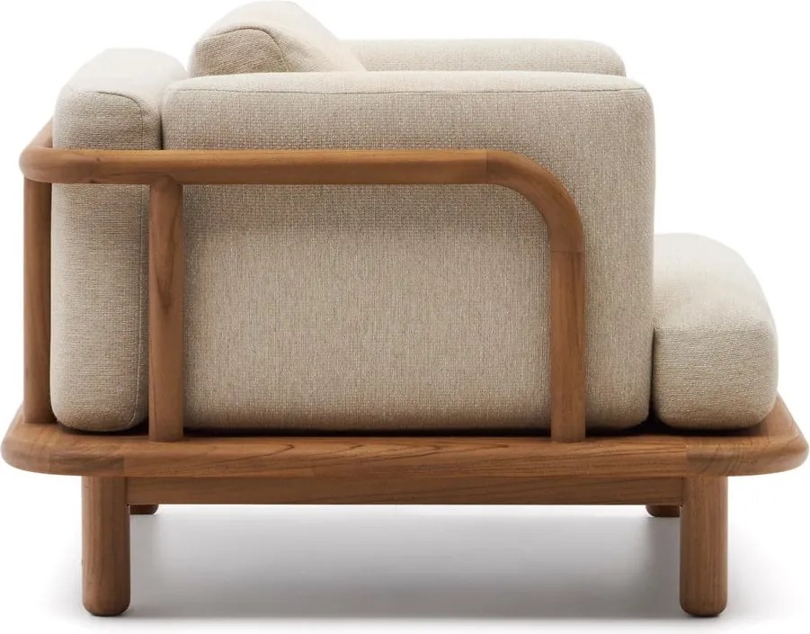 Bézs-natúr színű tömörfa kerti fotel Turqueta – Kave Home