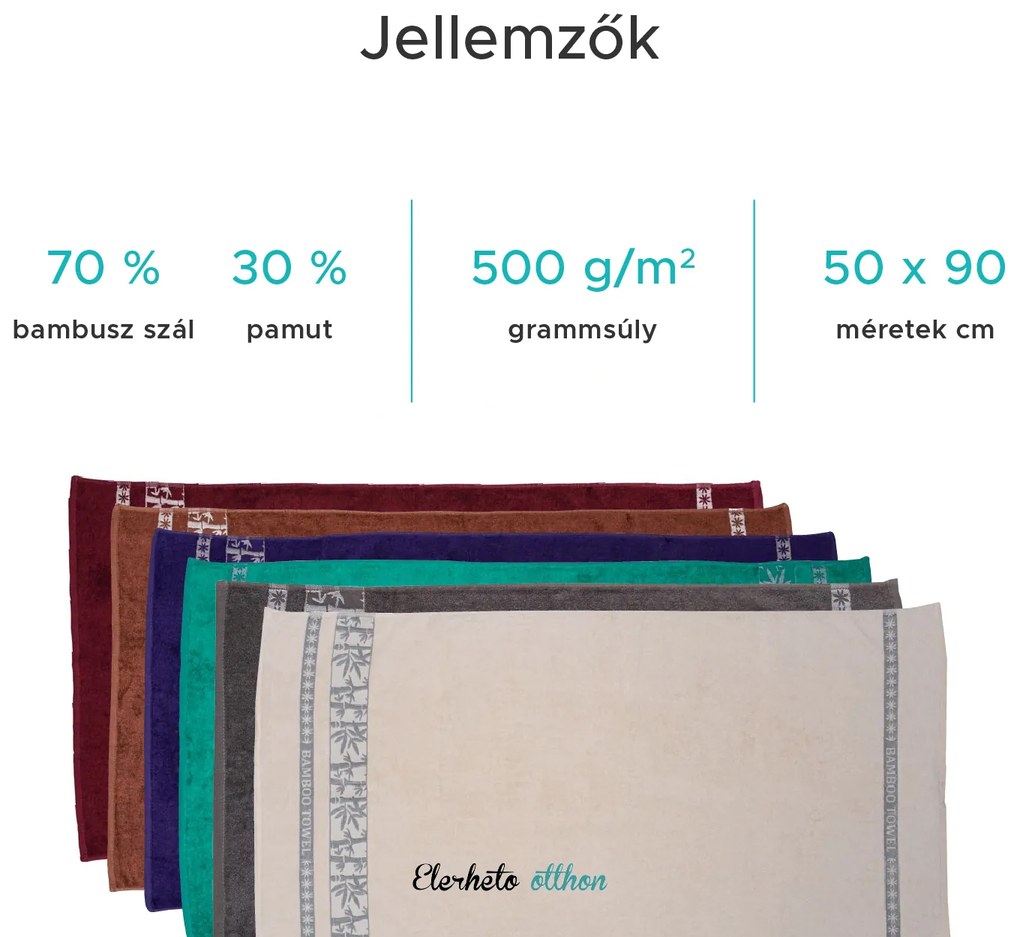 Bambusz törölköző BAMBOO 50x90 cm zöld, 70% bambuszszál | 30% pamut