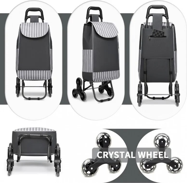 Szürke lépcsőjáró bevásárlótáska kerekeken "Helper"