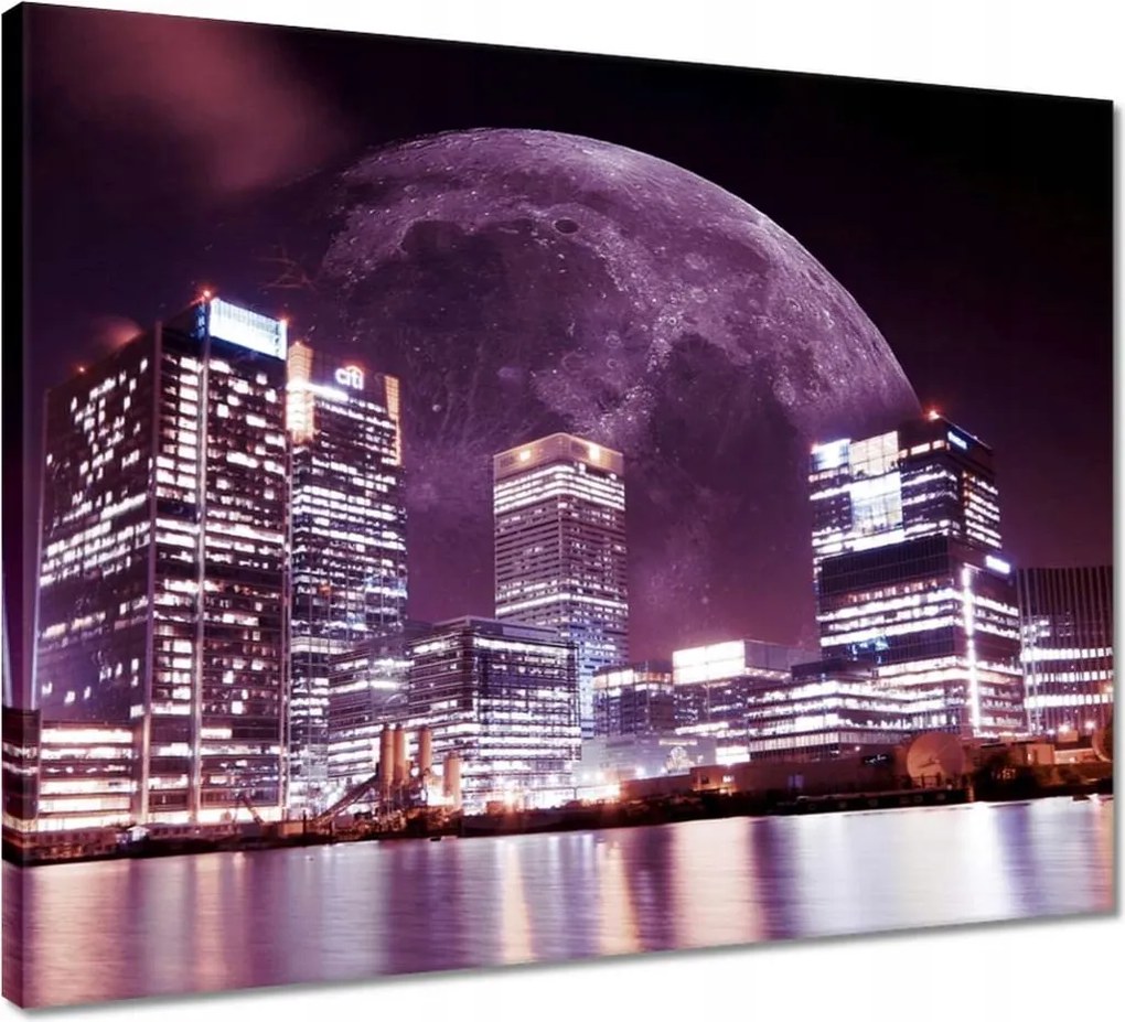 Vászonkép 50x40 Lila város éjszaka